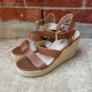 Steve Madden Womens 8 Valery Brown Suede Slingback Espadrille Wedges Sandals